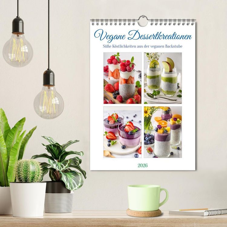 Produktbild: Vegane Dessertkreationen - S&uuml;&szlig;e K&ouml;stlichkeiten aus der veganen Backstube (Wandkalender 2026 DIN A4 hoch), CALVENDO Monatskalender