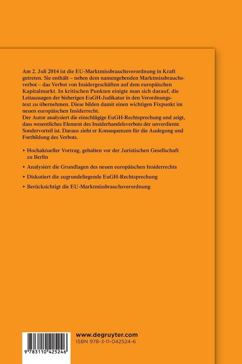 Produktbild: Das Europ&auml;ische Insiderhandelsverbot