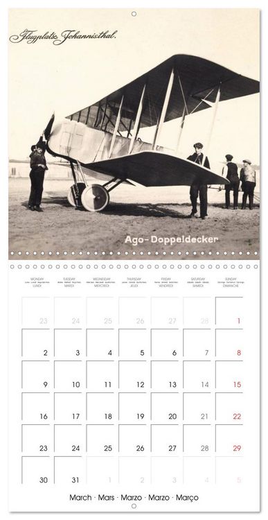 Produktbild: Avions biplans sur cartes postales anciennes (Calendrier mural carr&eacute; 2026 30x30 cm) Calendrier double avec une page pour vos prises de notes