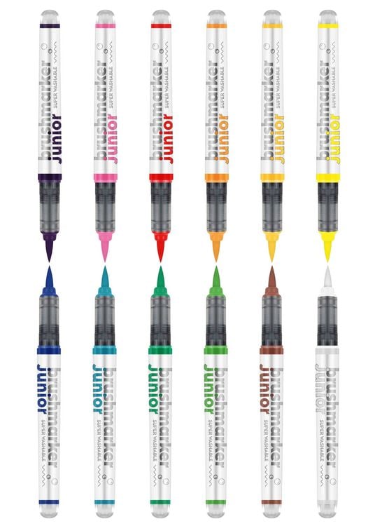 Produktbild: KARIN Marker Brushmarker JUNIOR Basic Colours + blender, 12 Farben