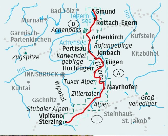 Produktbild: KOMPASS Wanderkarte 289 Die Alpen&uuml;berquerung - vom Tegernsee