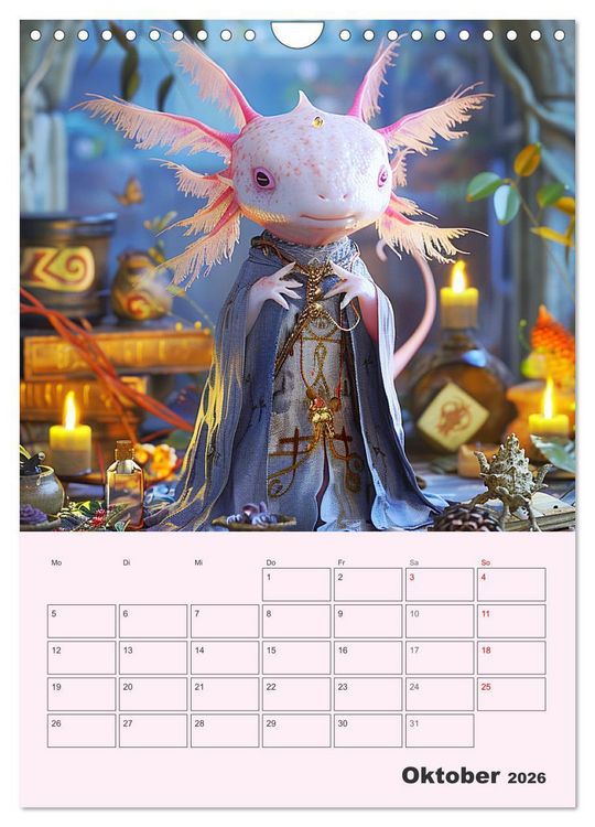 Produktbild: Axolotl. Lustiger Schwanzlurch mit Superkr&auml;ften (Wandkalender 2026 DIN A4 hoch), CALVENDO Monatskalender