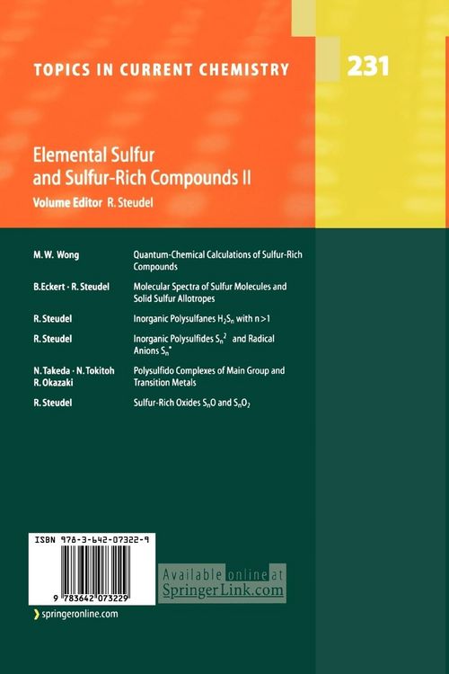 Produktbild: Elemental Sulfur and Sulfur-Rich Compounds II
