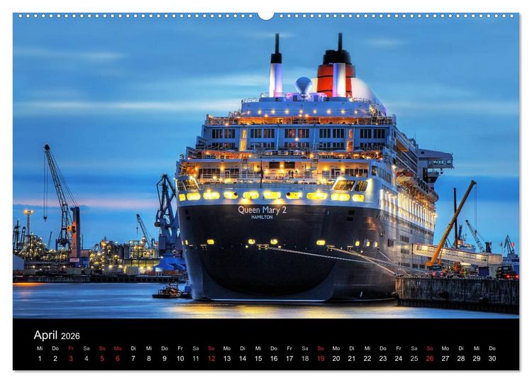 Produktbild: Hamburger Hafen (hochwertiger Premium Wandkalender 2026 DIN A2 quer), Kunstdruck in Hochglanz