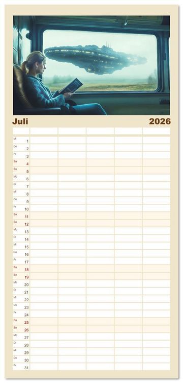 Produktbild: Familienplaner 2026 - Lesen ist eine Reise durch Zeit und Raum mit 5 Spalten (Wandkalender, 21 x 45 cm) CALVENDO