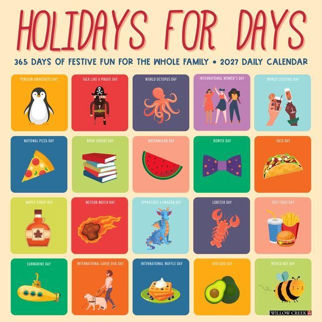 Holidays for Days 2027 12 X 12 Wall Calendar
