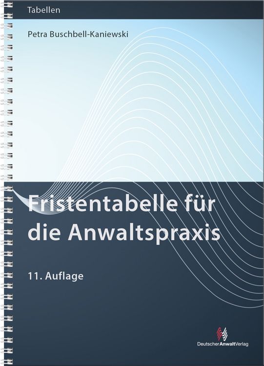 Produktbild: Fristentabelle f&uuml;r die Anwaltspraxis