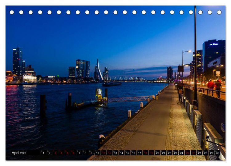 Produktbild: Rotterdam bei Nacht (Tischkalender 2026 DIN A5 quer), CALVENDO Monatskalender