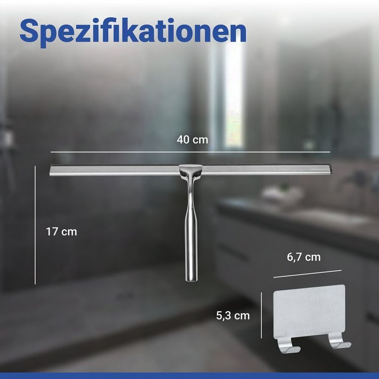 Produktbild: Turbo-Loc&reg; Duschabzieher Mod. Terni Jumbo, mit Haken, Befestigen ohne Bohren