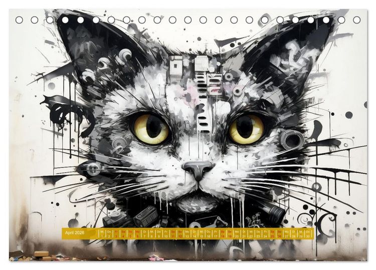 Produktbild: Graffiti Katzen (Tischkalender 2026 DIN A5 quer), CALVENDO Monatskalender