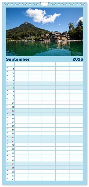 Produktbild: Familienplaner 2026 - Salzkammergut - Die sch&ouml;nsten Seen Ober&ouml;sterreichs mit 5 Spalten (Wandkalender, 21 x 45 cm) CALVENDO