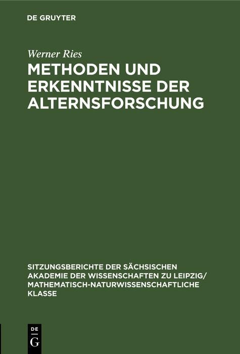 Produktbild: Methoden und Erkenntnisse der Alternsforschung