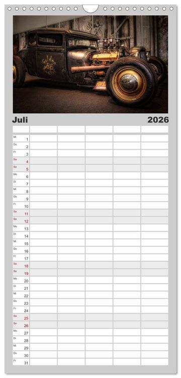 Produktbild: Familienplaner 2026 - Au&szlig;ergew&ouml;hnliche Autos - Hot Rods mit 5 Spalten (Wandkalender, 21 x 45 cm) CALVENDO