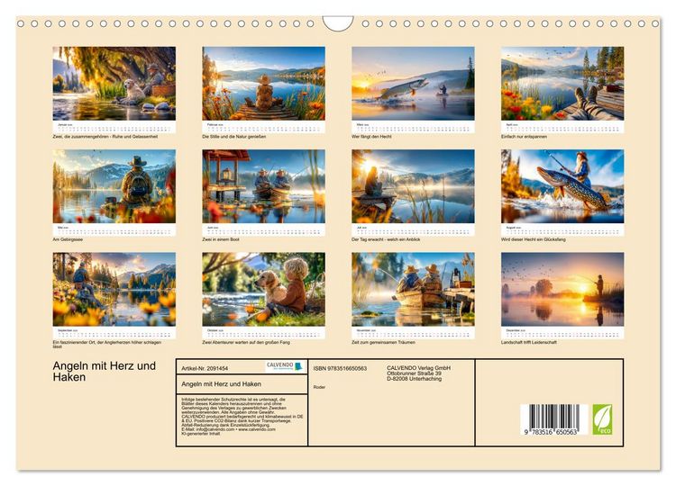 Produktbild: Angeln mit Herz und Haken (Wandkalender 2026 DIN A3 quer), CALVENDO Monatskalender