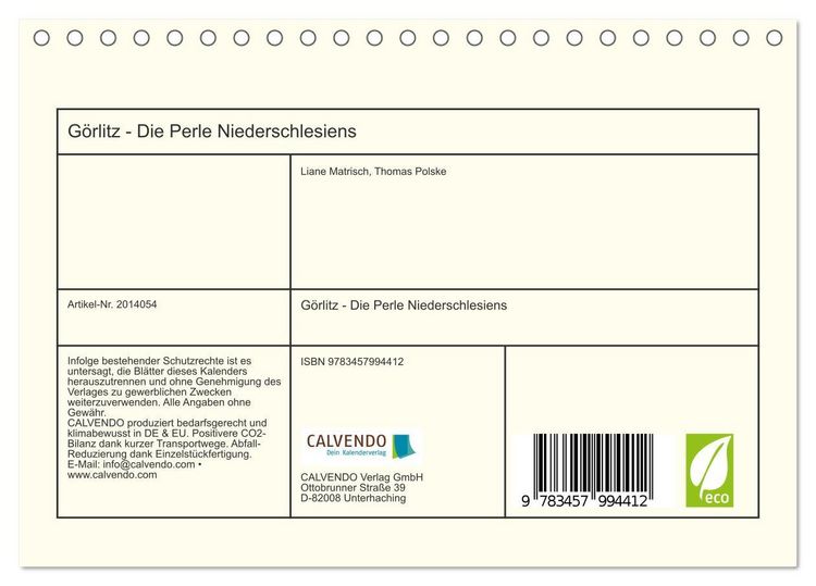 Produktbild: G&ouml;rlitz - Die Perle Niederschlesiens (Tischkalender 2026 DIN A5 quer), CALVENDO Monatskalender