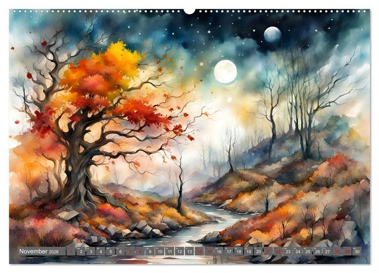 Produktbild: Landschaften Von Fr&uuml;hling bis Winter (hochwertiger Premium Wandkalender 2026 DIN A2 quer), Kunstdruck in Hochglanz