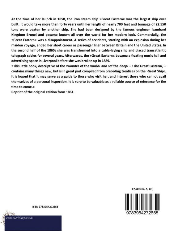 Produktbild: Description and History of the 'Great Eastern'