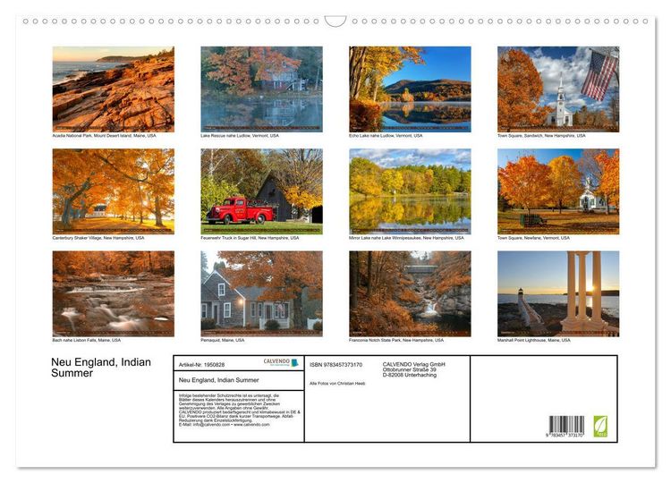 Produktbild: Neu England, Indian Summer (Wandkalender 2026 DIN A2 quer), CALVENDO Monatskalender