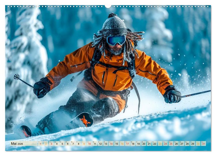 Produktbild: Skifahren - tolle Momente (Wandkalender 2026 DIN A2 quer), CALVENDO Monatskalender