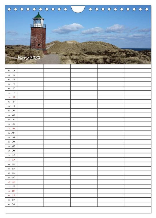 Produktbild: Familienplaner - Sylt (Wandkalender 2027 DIN A4 hoch), CALVENDO Monatskalender