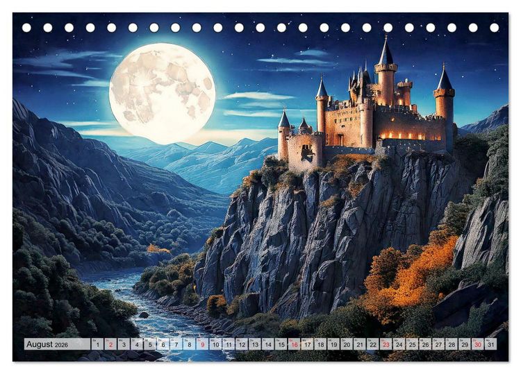 Produktbild: Romantische Ritterburgen (Tischkalender 2026 DIN A5 quer), CALVENDO Monatskalender