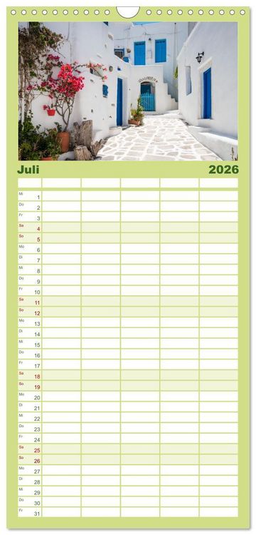 Produktbild: Familienplaner 2026 - Griechische Inseln - Ein Jahr im Mittelmeer mit 5 Spalten (Wandkalender, 21 x 45 cm) CALVENDO