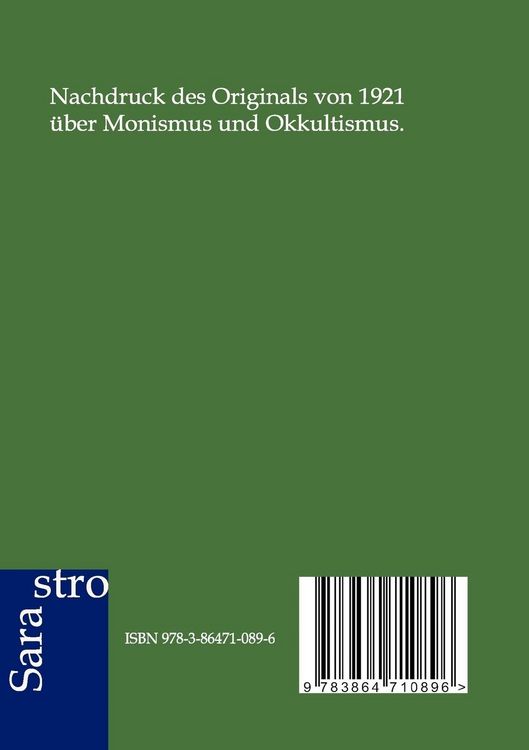 Produktbild: Monismus und Okkultismus