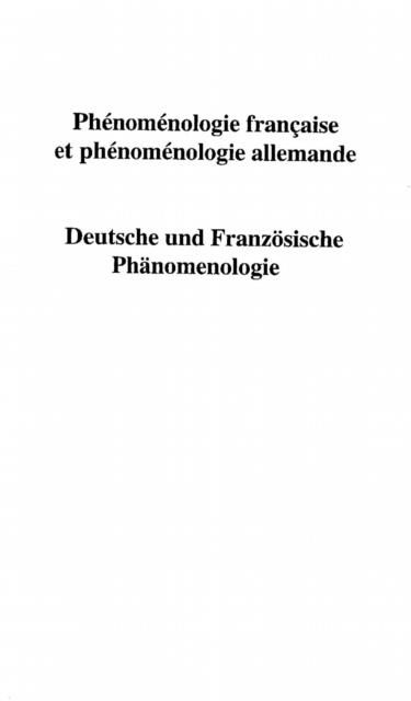 Produktbild: Phenomenologie Francaise Et Phenomenologie Allemande