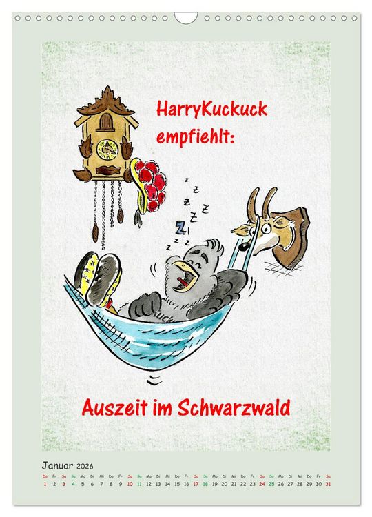 Produktbild: Bollenhut Cartoons (Wandkalender 2026 DIN A3 hoch), CALVENDO Monatskalender