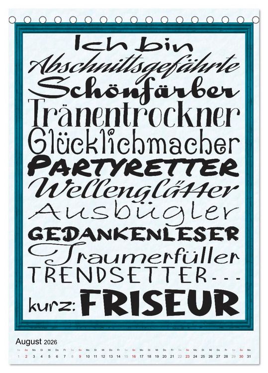 Produktbild: Friseur-Spr&uuml;che (Tischkalender 2026 DIN A5 hoch), CALVENDO Monatskalender