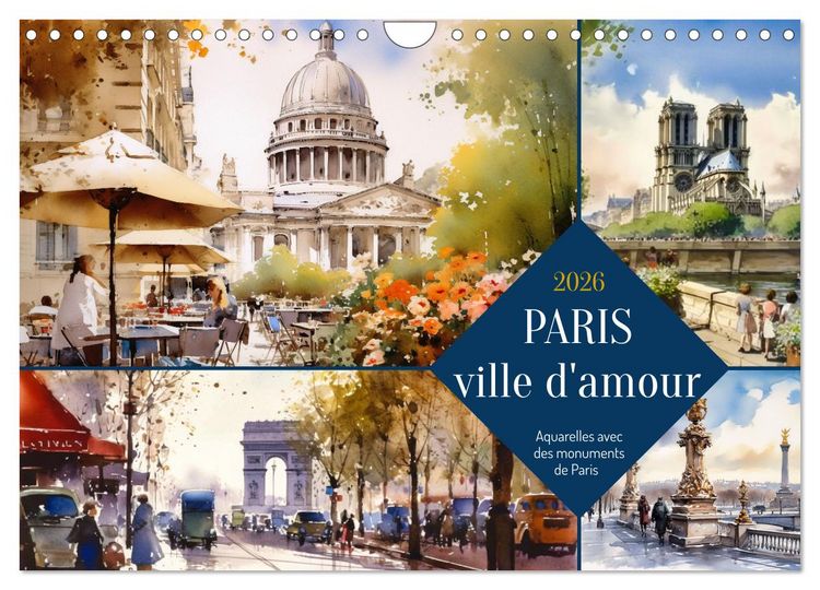 Produktbild: Paris, ville d'amour (Calendrier mural 2026 DIN A4 vertical), CALVENDO calendrier mensuel
