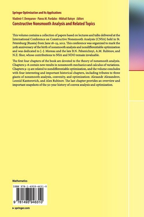 Produktbild: Constructive Nonsmooth Analysis and Related Topics