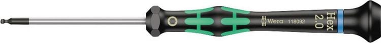 Produktbild: Wera 2052 Elektronik- u. Feinmechanik Innen-Sechskantschraubendreher Schl&uuml;sselweite (metrisch): 2 mm Klingenl&auml;nge: 60 mm