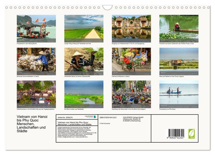 Produktbild: Vietnam von Hanoi bis Phu Quoc Menschen, Landschaften und St&auml;dte (Wandkalender 2026 DIN A3 quer), CALVENDO Monatskalender