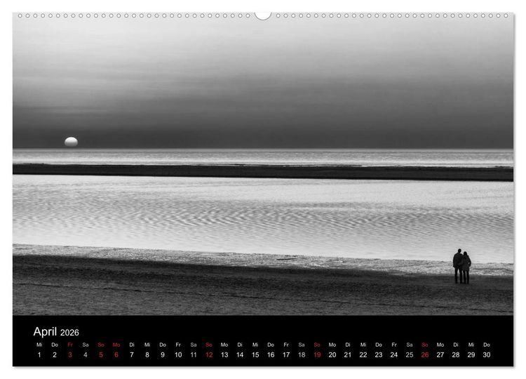Produktbild: Ost-Friesische Schwarz-Wei&szlig;-Ansichten (Wandkalender 2026 DIN A2 quer), CALVENDO Monatskalender