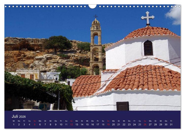 Produktbild: Rhodos mit Lindos und Symi (Wandkalender 2026 DIN A3 quer), CALVENDO Monatskalender