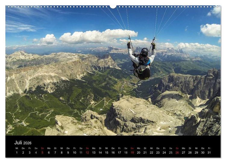 Produktbild: Paragliding - zwischen Himmel und Erde (Wandkalender 2026 DIN A2 quer), CALVENDO Monatskalender