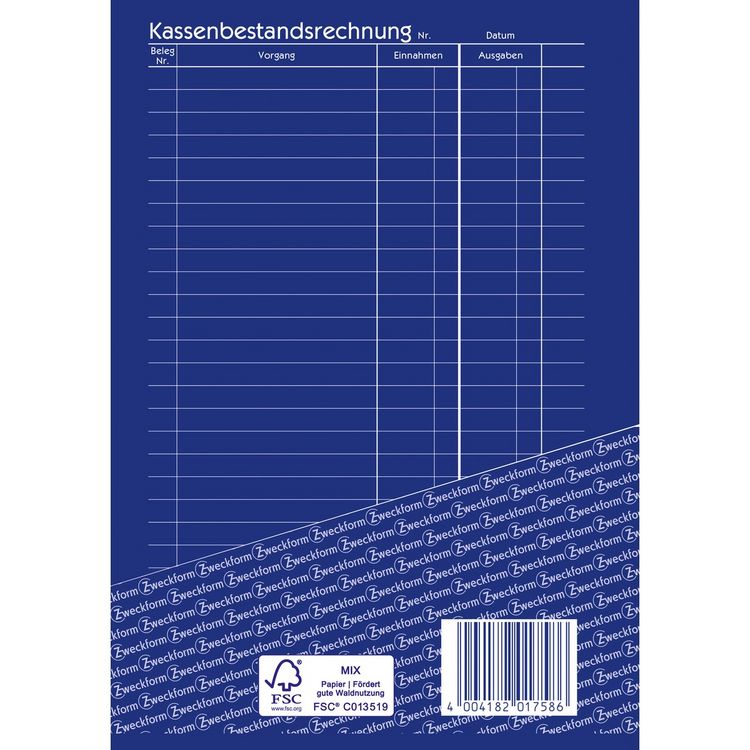 Produktbild: AVERY Zweckform Kassenbestandsrechnung selbstdurchschreibend DIN A5 80 Blatt