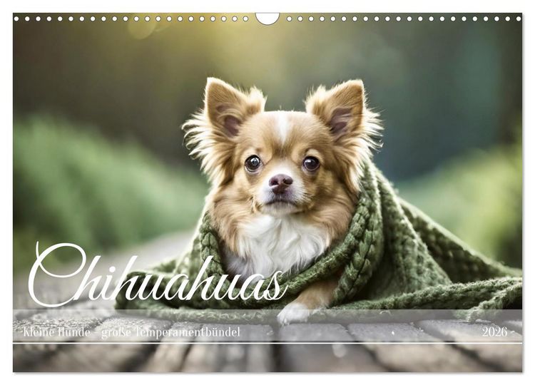 Produktbild: Chihuahuas - Kleine Hunde - gro&szlig;e Temperamentb&uuml;ndel (Wandkalender 2026 DIN A3 quer), CALVENDO Monatskalender