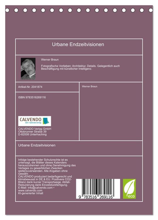 Produktbild: Urbane Endzeitvisionen (Tischkalender 2026 DIN A5 hoch), CALVENDO Monatskalender