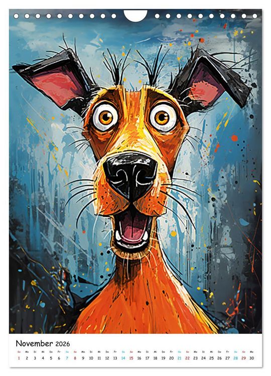 Produktbild: Crazy Dogs Bekannte Hunderassen im Comicstyle (Wandkalender 2026 DIN A4 hoch), CALVENDO Monatskalender
