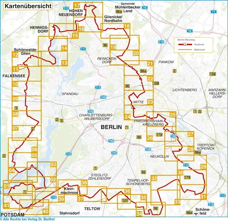 Produktbild: Berliner Mauerweg 1 : 20 000. Radwander- und Wanderkarte