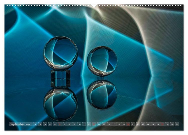 Produktbild: Glaskugeln im Licht - faszinierende Lightpaintings (hochwertiger Premium Wandkalender 2026 DIN A2 quer), Kunstdruck in Hochglanz