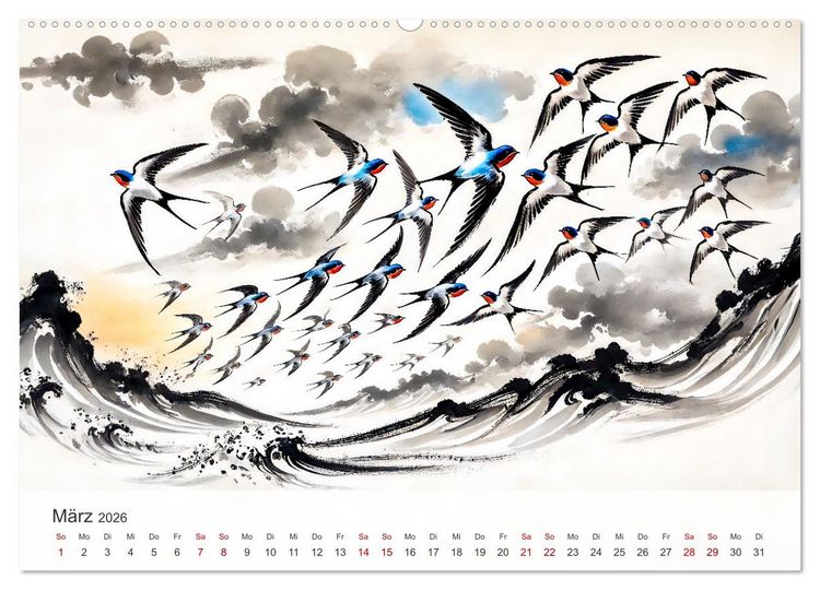 Produktbild: Das Leben der Schwalben - Getragen von Wind und Freiheit (Wandkalender 2026 DIN A2 quer), CALVENDO Monatskalender