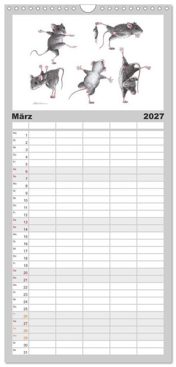 Produktbild: Familienplaner 2027 - TIERONISCH mit 5 Spalten (Wandkalender, 21 x 45 cm) CALVENDO