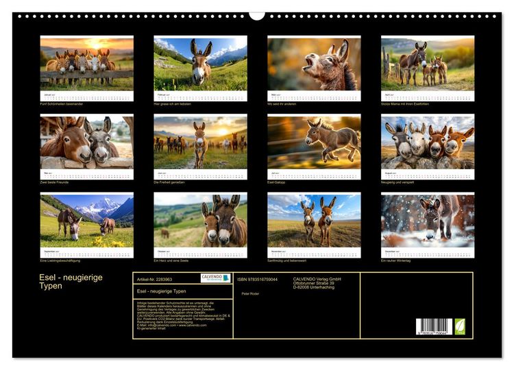 Produktbild: Esel - neugierige Typen (Wandkalender 2027 DIN A2 quer), CALVENDO Monatskalender