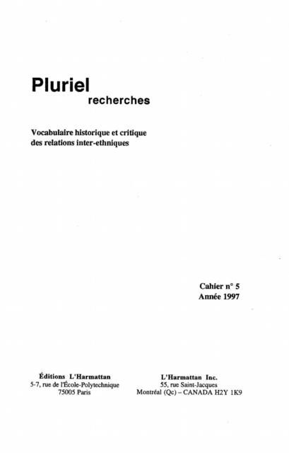 Produktbild: Vocabulaire historique et critique des relations inter-ethniques (Cahier n(deg)5)