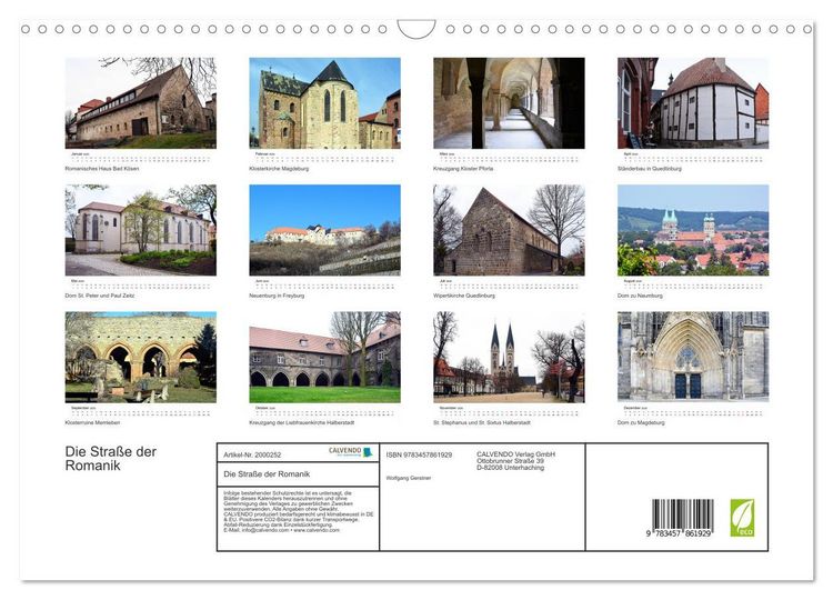 Produktbild: Die Stra&szlig;e der Romanik (Wandkalender 2026 DIN A3 quer), CALVENDO Monatskalender