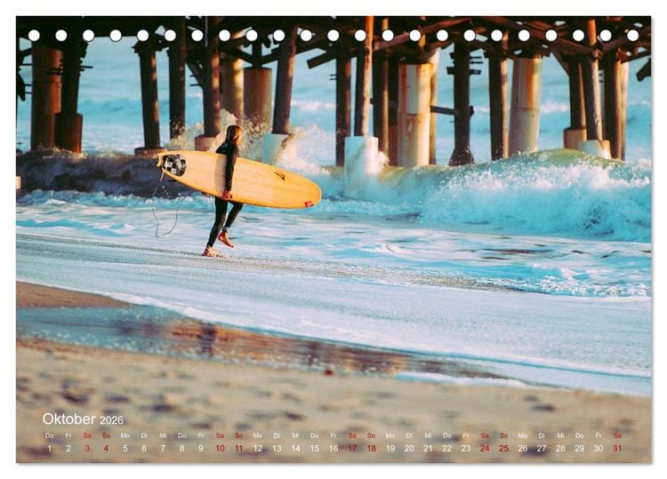 Produktbild: Surfen - die perfekte Welle (Tischkalender 2026 DIN A5 quer), CALVENDO Monatskalender