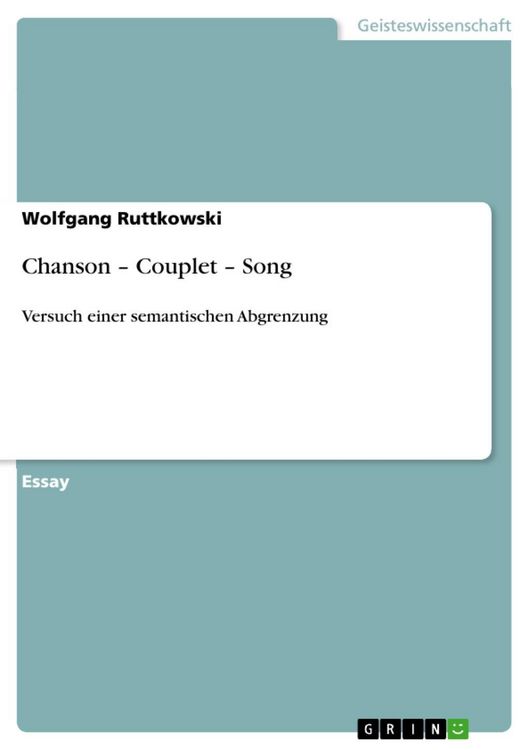 Produktbild: Chanson - Couplet - Song
